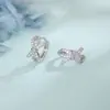 Aretes de Aro con Lazo de Circonita con Brillo Total de Diamante, Estilo Francés Suave y Dulce, Aros con Temperamento Estilo Bosque Fresco