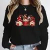 Sudadera Nueva de Cuello Redondo para Mujer Otoño e Invierno Top con Estampado Navideño Ropa Deportiva Cálida de Lana para Mujer Ropa Urbana Hip Hop