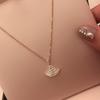 Collar Pequeño en Forma de Abanico de Falda Plata Imitación Clavícula Mujer Diamante Completo Oro Rosa Nuevo Lujo Accesible Colgante Regalo Suministro en Vivo