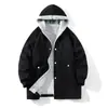 Otoño/Invierno 2024 gabardina de algodón para hombre talla grande gabardina acolchada de terciopelo de cordero forrada de polar abrigo largo de lana para hombre transfronterizo