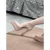 Novos Salto Alto Plataforma Impermeáveis Estilo Francês, Sapatos Modelo Femininos e Sexys, Salto Alto de Tira Única Cor Nude de Passarela Nicho