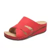 Sandalias de mujer de comercio exterior talla grande, nuevo estilo verano 2022, cuña, tacón medio, puntera abierta, tira cruzada, color liso, tallas 35-43