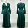 E-commerce Transfronteiriço Novo Estilo Temperamento Europeu e Americano Decote V Manga Longa Fenda Vestido de Festa Vestido Longo Feminino