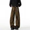 Calça Jeans Masculina Estilo Tie-Dye Desgastado de Alta Qualidade para Primavera e Outono, Calça Casual Wide-Leg Retrô Vintage Americana Lavada