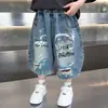 Shorts de Verano de Mezclilla con Graffiti para Niños 2026 Nuevos de Moda Geniales para Bebé Moda Casual