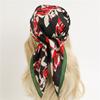 Bufanda de flores rosas vintage estilo Hong Kong para mujer 2022 otoño e invierno chal bufanda bufanda cuadrada decorativa bufanda de 70 cm bufanda