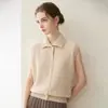 Novo Suéter de Malha Gola Alta 100% Cashmere Outono/Inverno 2026 Cardigan Trançado Cor Sólida Sem Mangas Top Xale