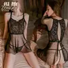 Lencería Erótica Indulgente Camisola de Verano Transparente Camisón Sexy Fino de Encaje Camisón Apasionado No Necesita Quitarse 6476