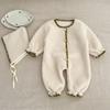 Mameluco para Bebé Otoño e Invierno 2025 Nuevo Terciopelo Bebé Niño y Niña Línea Shell Una Pieza Harem Moda Traje Largo para Gatear