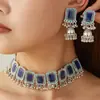 Moda Transfronteriza Europea y Americana Estilo Retro Indio Collar con Pintura al Óleo para Mujer Juego de Joyería con Pendientes de Carrillón de Viento Estilo Pintura al Óleo Gama Alta
