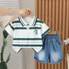 Conjunto de Ropa de Verano para Niños 2026 Nuevo Estilo Bebé Lactante Delgado Camisa POLO de Manga Corta Conjunto de Dos Piezas Ropa Guapa para Bebé Moderna