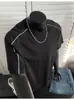 Camiseta de Manga Corta con Cuello Redondo Pequeño para Hombre, Nuevo Estilo Verano 2025, Marca de Moda, Versátil, Holgada, Estilo Perezoso, Casual, Lujo Ligero, Manga Media