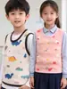 Colete Quente Infantil Masculino e Feminino Roupa Infantil com Forro de Fleece Espessado Desenho Animado Infantil Roupa Externa Colete Colete Outono e Inverno Top