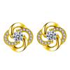 Novos Brincos de Moinho de Vento Giratório de Zircônia da Moda Estilo Coreano Brincos Elegantes de Moinho de Vento Trevo de Quatro Folhas Joias Atacado
