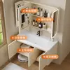 Set de baño para uso doméstico estilo crema con esquinas redondeadas, lavabo integrado de cerámica, lavabo y tocador de aluminio espacial para baño