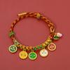 Pulseira dos Cinco Deuses da Riqueza Estilo Xizang, Pulseira de Nó Flor de Pessegueiro Tecida à Mão, Corda Multicolorida Estilo Étnico, Corda Vermelha Estilo Novo Chinês DIY