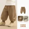 Calça Kaka Panda infantil com forro de fleece antiestático, calça esportiva de bebê, roupa de inverno para meninas, calça comprida infantil de inverno quente