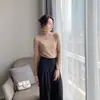 Otoño e Invierno nueva máscara térmica de nueve colores ropa amigable con la piel nude cuello alto medio camiseta interior de manga larga de color liso para mujer
