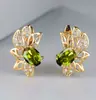Ear Cuff Floral Hueco Retro con Circonita Estilo Lujo Ligero Europeo y Americano para Banquetes Pendientes de Pez Dorado Pequeño con Circonita Blanca