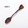 Cuchara Flor Diente Amatista Natural Cuchara Helado Café Postre Cobre Cuchara DIY Creativa Tallada Mango Largo Cuchara Mezcladora