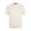 Camiseta de Tricô Canelado de Tencel e Linho Manga Curta Estilo Retro Americano Old Money para Homens, Top Versátil Cleanfit para o Dia a Dia