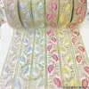 Renda de Folha Bordada Pronta do Fabricante 4,5cm Fio Colorido Estilo Étnico Retrô Acessórios de Renda com Lantejoulas