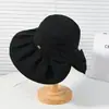 Chapéu de Pescador Feminino Novo Estilo Primavera e Verão Feito de Material de Gaze, Fresco e Respirável, com Laço, Proteção Solar, Chapéu de Sol de Aba Larga