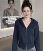 Chamarra sudadera corta para mujer, otoño, petite, hombro normal, chic coreano, ropa única de principios de otoño para mujer, nuevo estilo 2026