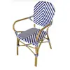 Mesa y Silla de Estilo Francés para Exterior Balcón Silla de Ratán Silla de Ratán Juego de Tres Piezas Cafetería Tienda de Té con Leche Casa de Huéspedes Silla de Comedor Vintage para Exterior