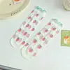 Medias de Cartulina Medias de Longitud Media para Niños Primavera y Verano Delgadas Medias con Encaje Estilo Lolita Japonés Medias de Moda con Frutas de Cristal