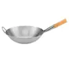 Wok grueso de acero inoxidable de doble oreja, adecuado para uso doméstico, con un solo mango, sin recubrimiento, antiadherente y se puede usar en restaurantes comerciales para saltear; una olla de cocina versátil