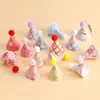 Chapéu Mini com Laço Estilo Coreano Decoração de Bolo Ornamento Pom-Pom Chapéu de Aniversário Decoração de Mesa de Confeitaria