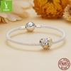Pulsera original Ziyun de plata con forma de corazón hueco, mariquita Golden Daisy, cuentas de la suerte galvanizadas en plata s925