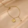 Tobillera con Colgante de Flor Cadena de Acero Inoxidable Chapada en Oro de 18 Quilates Joyería de Circonita Estilo Festivo de Venta Caliente Transfronteriza Europea y Americana Joyería para el Pie