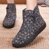 Zapatos de Algodón Invierno Old Beijing para Mujer, Botas de Algodón Engrosadas con Borrego, Zapatos de Algodón Cálidos Estilo Étnico para Mamá, Botas de Algodón para Abuela Mayor