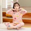 Conjunto de Ropa Interior Térmica con Forro Polar para Niños, Tops y Pantalones de Otoño para Niños, Pijamas Engrosados para Niños, Ropa de Casa de Invierno para Niñas