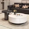 Mesa de centro redonda de ardósia designer para sala de estar, adequada para casas pequenas, luxo leve moderno, minimalista, de alta qualidade, novo estilo de mesa de chá pequena