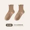 Calcetines con Borde Fruncido para Mujer, Calcetines de Algodón con Encaje de Media Pantorrilla para Primavera, Calcetines Casuales de Algodón de Estilo Japonés de Moda, Calcetines Blancos Holgados, Zhuji