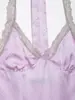 Venta al por mayor Verano 2026 Nuevo Estilo Europeo y Americano Ropa para Mujer Lunares Encaje Satén de Seda Cuello Halter Camisola Pequeña 26218