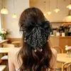 Pinza para el Cabello con Lazo de Malla Hazy Estampado de Leopardo Estilo Coreano para Mujer, Nuevo Pasador Alto para Cola de Caballo, Accesorio para el Cabello Semiatado