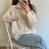 Suéter Vintage de Cuello con Media Cremallera y Trenzas para Mujer Otoño e Invierno 2024 Nuevo Estilo Coreano Sentido de Alta Gama Suéter Jersey Top