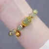 Pulsera estilo TikTok de imitación de jade Hetian con flor de durazno, pulsera de cuerda para la mano con cuentas de diseño de nicho de alta gama para mujer, para novias