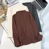 100kg Hermana Gordita Otoño e Invierno Nueva Casual Temperamento Cuello Semi Alto Color Sólido Manga Larga Camiseta Básica Talla Grande Ropa Interior 9003