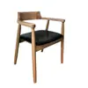 Silla de Comedor Minimalista Nórdica de Madera Maciza, Silla Suave de Café con Cojín, Sillón, Silla de Barra de Madera de Caucho, Especial para Cafeterías