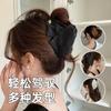 Pinza Negra de Satín con Lazo para Cola de Caballo, Pinza para Volumen del Cabello con Etiqueta Dorada de Lujo Ligero, Pinza para el Cabello de Viajero de Alta Gama y Exquisita