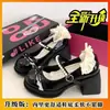 Sapatos Mary Jane em Camadas Estilo Chanel para Mulheres, Novo Modelo 2026, Salto Alto Chunky de Solado Grosso Combinados com Saias, Sapatos Pequenos de Couro