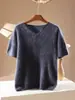 Top de punto suave con textura, cuello en V pequeño, manga corta, para mujer, corte ajustado, color liso simple, top interior