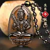 Pingente popular de obsidiana natural do zodíaco Buda, colar com amuleto guardião Buda do zodíaco de 12 signos, pingente unissex para presente