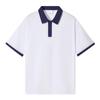 Camisa Polo Color Bloqueado Hombro Caído 100% Algodón Hilo Doble 240g Marca de Moda Manga Corta Hombro Caído Uniforme de Clase con Bordado de Logo Impreso