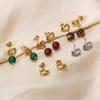 Aretes Mini de Lazo de Lujo, Pendientes Colgantes de Acero Inoxidable 18K con Piedra Natural, Modernos y Compactos, Joyería Versátil